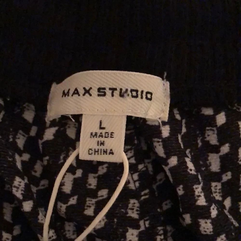 Max Studio L Wide Leg Crepe Cropped Pants Black White - Picture 11 of 13